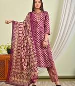 Cotton kurti with pant and matching dupatta sets