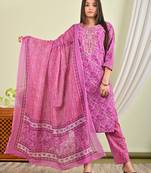 Cotton kurti with pant and matching dupatta sets