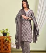 Cotton kurti with pant and matching dupatta sets
