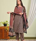 Cotton kurti with pant and matching dupatta sets