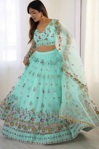 sky blue Wedding Lehenga Choli for Women
