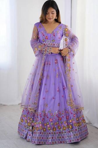 purple Wedding Lehenga Choli for Women