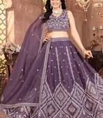 purple Wedding Lehenga Choli for Women