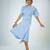 Ligth blue moss plain satin twill satin knot dress western
