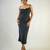 Black zara satin plain satin cowl neck dress western