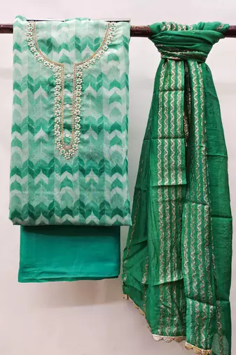 Green Printed Chanderi Salwar