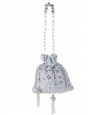 Celestia Mirror Embellished Potli Bag – Icy Blue Sparkle (9 x 8.5 in) 2