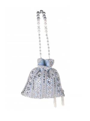 Celestia Mirror Embellished Potli Bag – Icy Blue Sparkle (9 x 8.5 in) 3