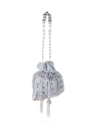 Celestia Mirror Embellished Potli Bag – Icy Blue Sparkle (9 x 8.5 in) 4