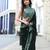 dark green sequin embroidered rangoli silk blend saree