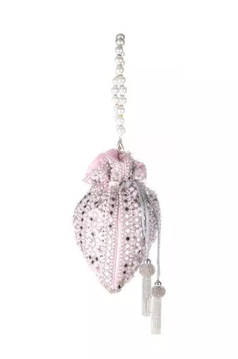Roselia Mirror Embellished Potli Bag – Blush Pink Elegance (9 x 8.5 in)