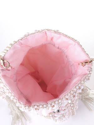 Roselia Mirror Embellished Potli Bag – Blush Pink Elegance (9 x 8.5 in) 5