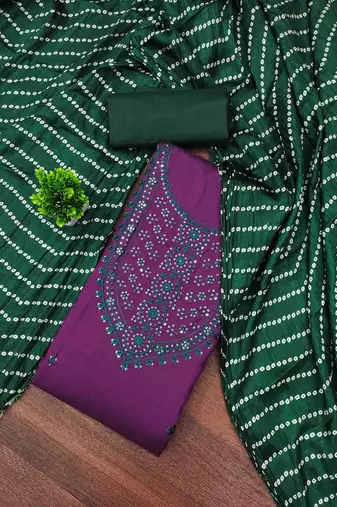 Women's purple embroidered dress material