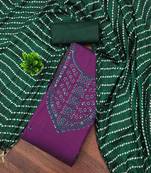 Women's purple embroidered dress material