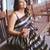 black triple sequin embroidered georgette saree