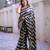 black triple sequin embroidered georgette saree