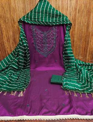 Women's purple embroidered dress material 2