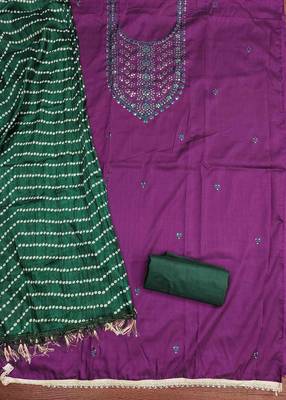 Women's purple embroidered dress material 3