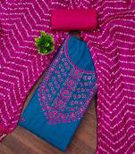 Women's blue embroidered dress material