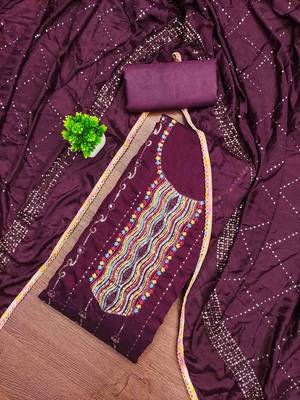 Women's purple embroidered dress material 2