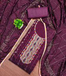 Women's purple embroidered dress material