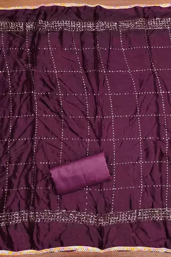 Women's purple embroidered dress material