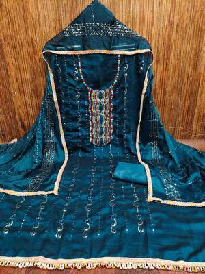 Women's navy blue embroidered dress material 3