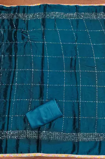 Women's navy blue embroidered dress material