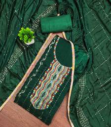 Women's dark green embroidered dress material