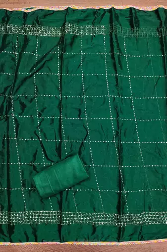Women's dark green embroidered dress material