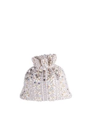 Ivory Lume Mirror Embellished Potli Bag – Golden Grace (9 x 8.5 in) 3