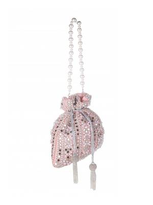 Peach Blush Mirror Embellished Potli Bag – Soft Radiance (9 x 8.5 in) 3