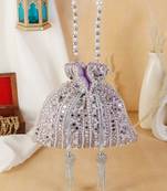 Lilac Frost Mirror Embellished Potli Bag – Lavender Luxe (9 x 8.5 in)