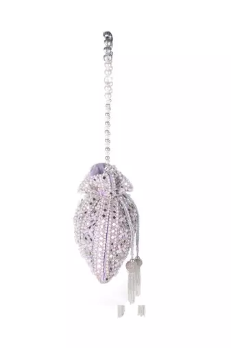 Lilac Frost Mirror Embellished Potli Bag – Lavender Luxe (9 x 8.5 in)