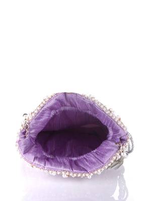 Lilac Frost Mirror Embellished Potli Bag – Lavender Luxe (9 x 8.5 in) 4