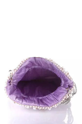 Lilac Frost Mirror Embellished Potli Bag – Lavender Luxe (9 x 8.5 in)