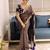 Coffee Zari Embroidered Copper Gold Weave Silk blend Saree