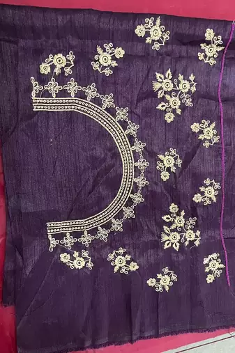 Coffee Zari Embroidered Copper Gold Weave Silk blend Saree