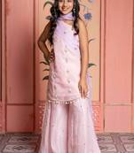 Pink embroidered chanderi sharara 
