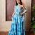 Blue printed crepe lehenga