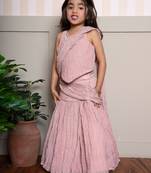 Pink plain tissue lehenga