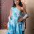 Blue printed crepe lehenga