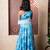 Blue printed crepe lehenga