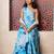 Blue printed crepe lehenga