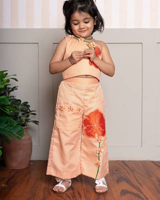 Orange printed cotton co ord set 1