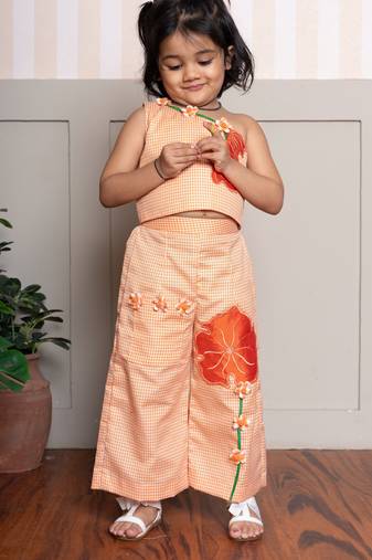 Orange printed cotton co ord set