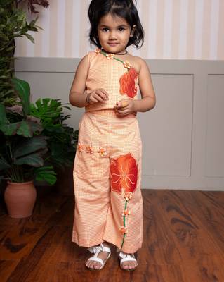 Orange printed cotton co ord set 2