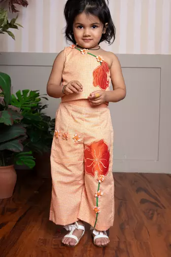 Orange printed cotton co ord set