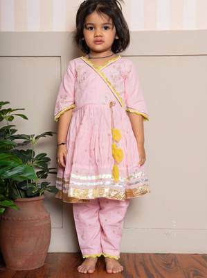 Pink plain chanderi co ord set 1