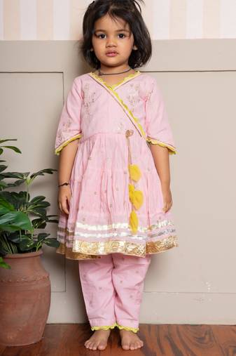 Pink plain chanderi co ord set